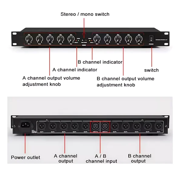 FP-206 2-in 10-out dual 6-channel signal distributor
