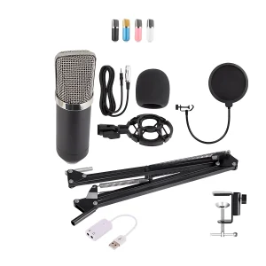 HC-701-02 microphone + windproof cotton +35 iron bracket + plastic shock proof frame + BOP net +USB small sound card