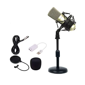 HC-703-01 microphone + windproof cotton + BOP net + plastic shock proof frame + plastic disc bracket +USB small sound card