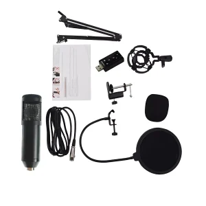 HC-800-04-01 microphone + windproof cotton + BOP net +3.5 audio cable + plastic shock proof frame +35 iron holder +USB small sound card