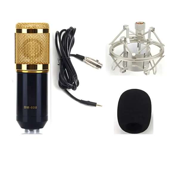 HC-802-01 Microphone + Windproof Cotton + Iron Shockproof Bracket + 3.5mm Audio Cable