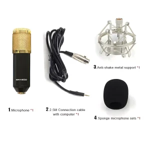 HC-900-05 Microphone + Windproof Cotton + 3.5mm Audio Cable + Iron Anti-Vibration Stand