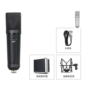 HU-87B-02 microphone + windproof cotton + double Canon wire + large iron shock proof frame + aluminum box