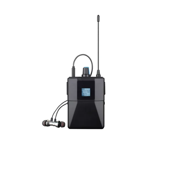 UHF wireless monitoring receives stereo sound from headphones