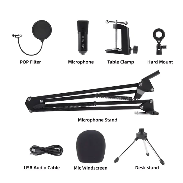 UF-700-03 USB reverberant microphone + blowout preputer + windproof cotton +35 aluminum base + small three feet of magnifying glass
