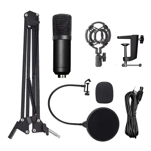 US-708-01 48K flat USB microphone + blowout prevention + windproof cotton +35 iron seat + plastic shock proof