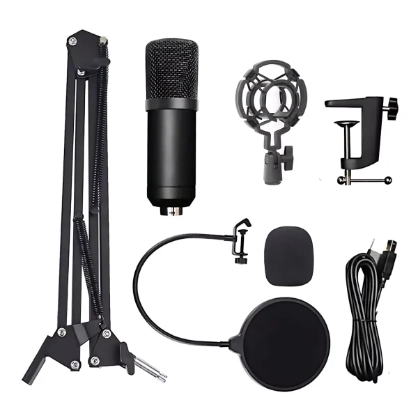 US-708-01 48K flat USB microphone + blowout prevention + windproof cotton +35 iron seat + plastic shock proof