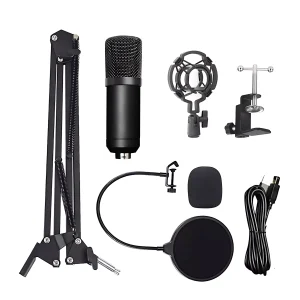 US-708-03 48K flat USB microphone + blowout prevention + windproof cotton +35 iron seat + iron shock proof