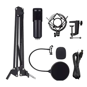 US-808-01 48K round USB microphone + blowout prevention + windproof cotton +35 aluminum + iron shock proof