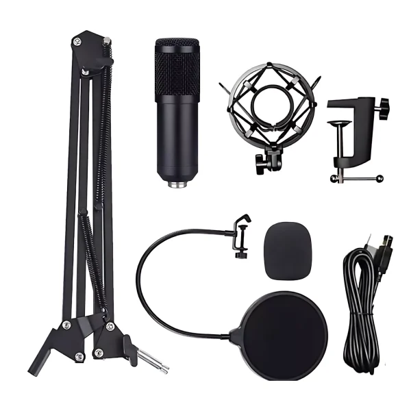 US-808-01 48K round USB microphone + blowout prevention + windproof cotton +35 aluminum + iron shock proof