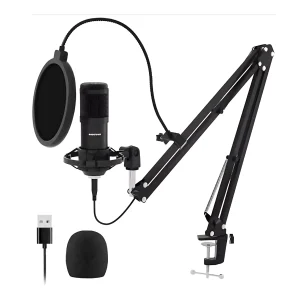 US-808-03 48K round USB microphone + blowout prevention + windproof cotton +35 aluminum + plastic shock proof