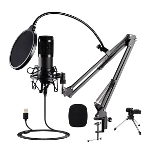 US-808-04 48K round USB microphone + blowout preputer + windproof cotton +35 iron seat + iron shock proof + small three feet of magnifying glass