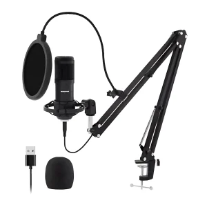US-809-02 192K USB microphone + blowout prevention + windproof cotton +35 aluminum + plastic shock proof