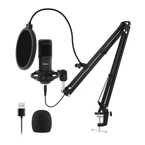 US-809-02 192K USB microphone + blowout prevention + windproof cotton +35 aluminum + plastic shock proof