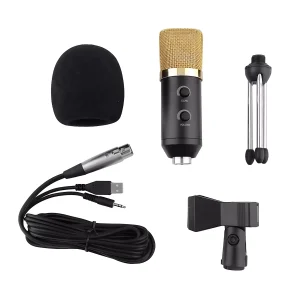 UTF-701 3.5USB flat mesh reverberation microphone spring clip small tripod gold