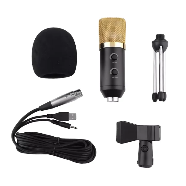 UTF-701 3.5USB flat mesh reverberation microphone spring clip small tripod gold