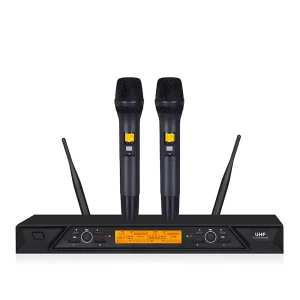 UHF 2T1 wireless microphone Infrared frequency matching semi-plastic handheld