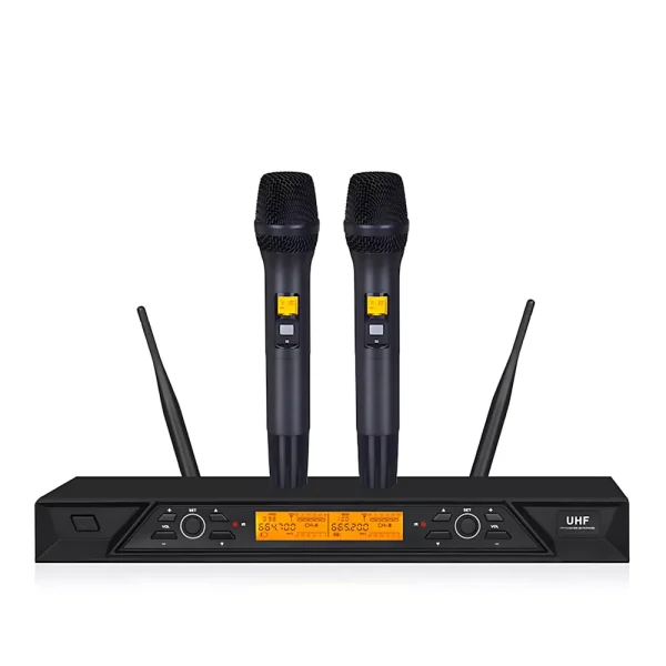 UHF 2T1 wireless microphone Infrared frequency matching semi-plastic handheld