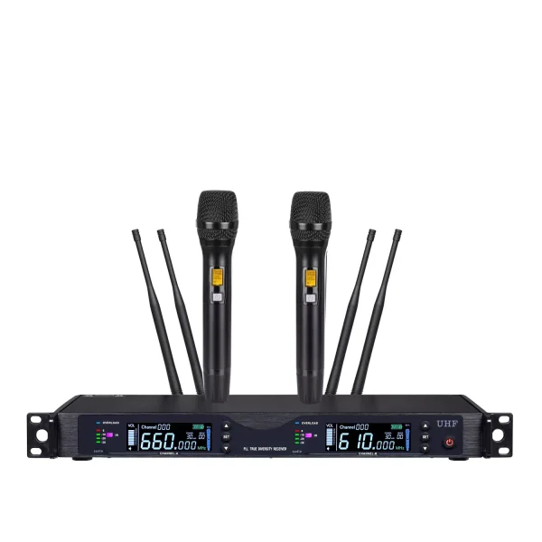 UHF 2T1 True Diversity Wireless microphone Infrared frequency matching handheld