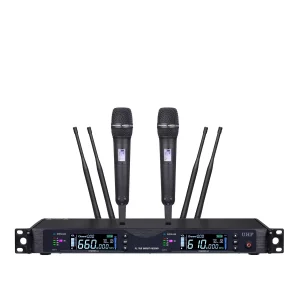 UHF 2T1 True Diversity Wireless microphone, infrared frequency matching 9000, black handheld