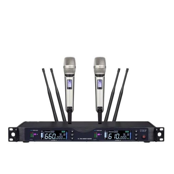 UHF 2T1 True Diversity Wireless microphone Infrared frequency matching 9000 Gray handheld