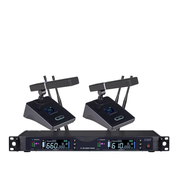 UHF 2T1 True Diversity Wireless microphone Infrared Frequency matching square tube Conference