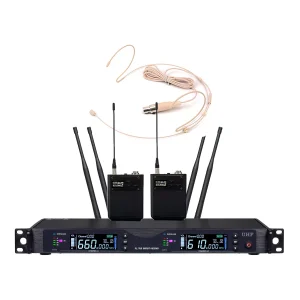 UHF 2T1 True Diversity wireless microphone Infrared frequency matching skin color headset