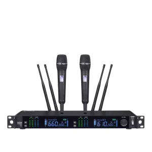 UHF 2T1 True Diversity Wireless Microphone Infrared frequency matching 9000 Black handheld