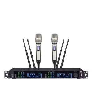 UHF 2T1 True Diversity Wireless microphone Infrared frequency matching 9000 Gray handheld