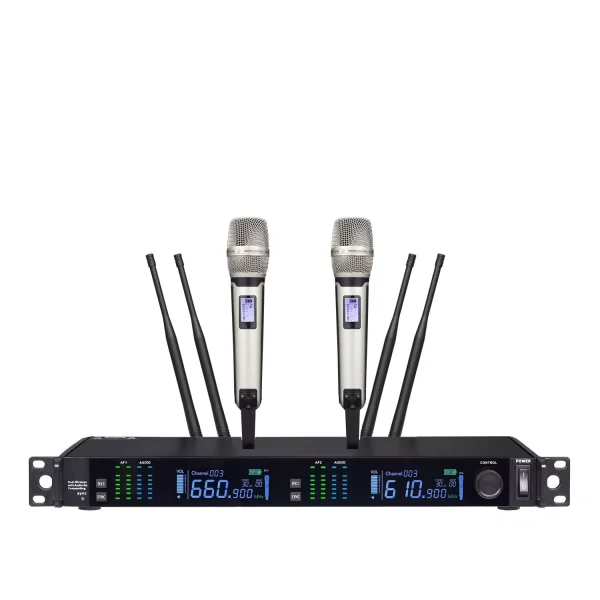 UHF 2T1 True Diversity Wireless microphone Infrared frequency matching 9000 Gray handheld