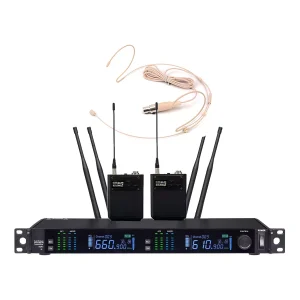 UHF 2T1 True Diversity wireless microphone Infrared frequency matching skin color headset