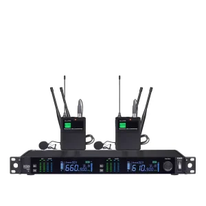UHF 2T1 true Diversity wireless microphone Infrared frequency matching Black collar clip waist bag