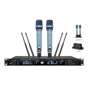 UHF 2T1 diversity wireless microphone infrared to frequency handheld charging