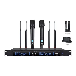 UHF 2T1 diversity wireless microphone infrared to frequency handheld charging