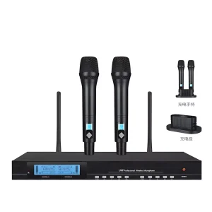 UHF 2T1 wireless microphone infrared frequency handheld charging base