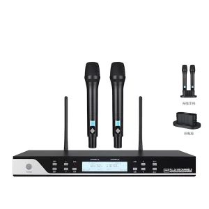 UHF 2T1 wireless microphone infrared frequency handheld charging base