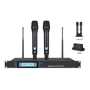 UHF 2T1 wireless microphone infrared frequency handheld charging base