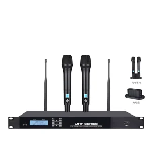 UHF 2T1 wireless microphone infrared frequency handheld charging base