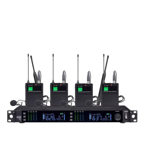 UHF 4T1 wireless microphone, infrared frequency matching, black collar clip waist bag