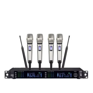 UHF 4T1 wireless microphone, infrared frequency matching 9000, silver-gray handheld