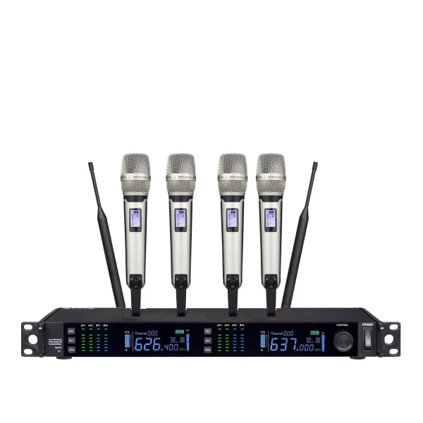 UHF 4T1 wireless microphone, infrared frequency matching 9000, silver-gray handheld