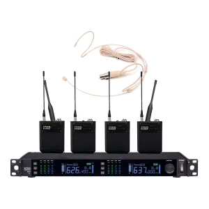 UHF 4T1 wireless microphone infrared frequency matching skin color headband waist bag