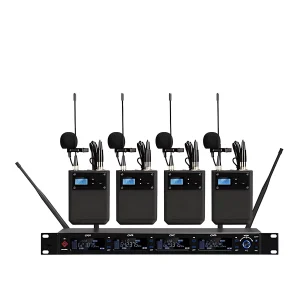 UHF 4T1 wireless microphone, infrared frequency matching, black collar clip, metal waist bag