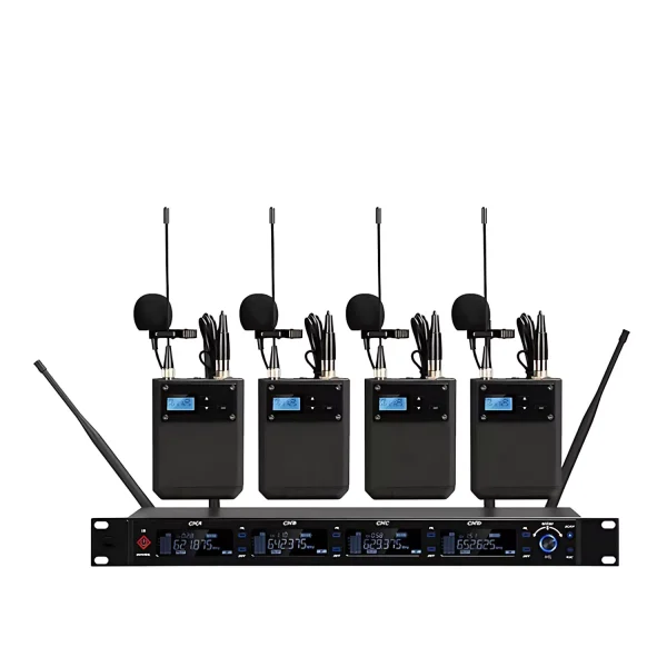 UHF 4T1 wireless microphone, infrared frequency matching, black collar clip, metal waist bag