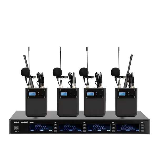 UHF 4T1 wireless microphone, infrared frequency matching, black collar clip, metal waist bag