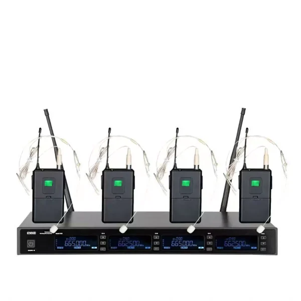 UHF 4T1 wireless microphone infrared frequency matching skin color headband waist bag