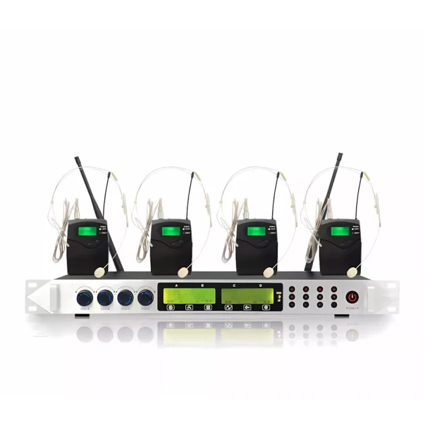UHF 4T1 wireless microphone infrared frequency matching skin color headband waist bag