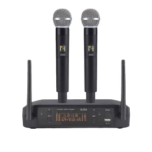 2.4G 2T1 wireless microphone with automatic frequency alignment LED handheld