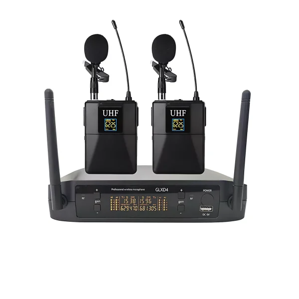 2.4G 2T1 wireless microphone, black collar clip waist bag