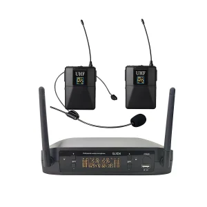 2.4G 2T1 wireless microphone, black head-mounted waist bag